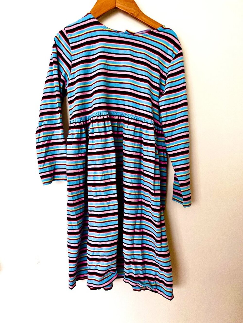 hanna andersson blue striped dress  120 8yrs